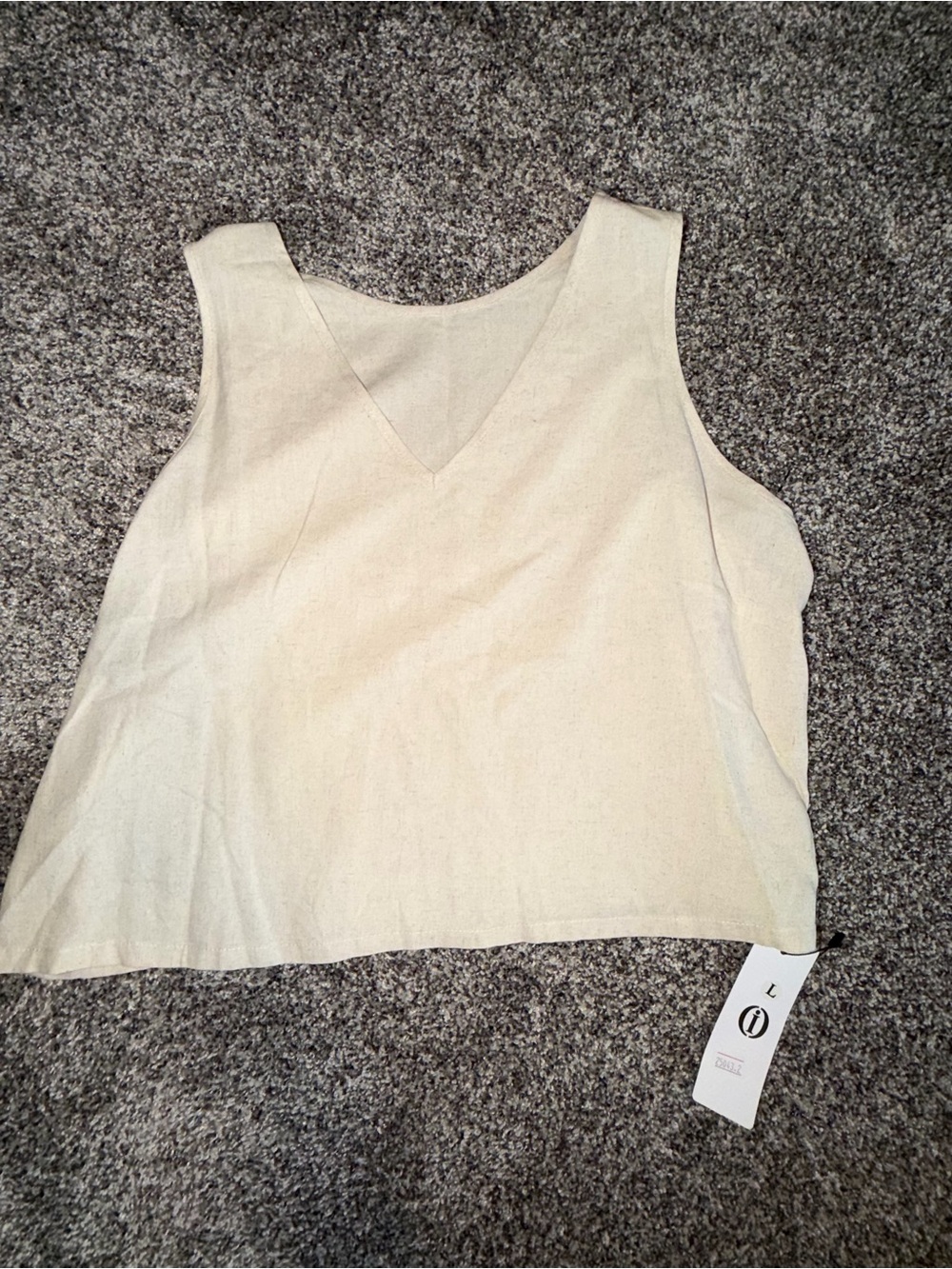 Women's Cream V-Neck Sleeveless Top